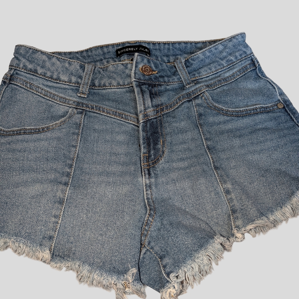 Sincerely Jules Light Blue Frayed Jean Shorts